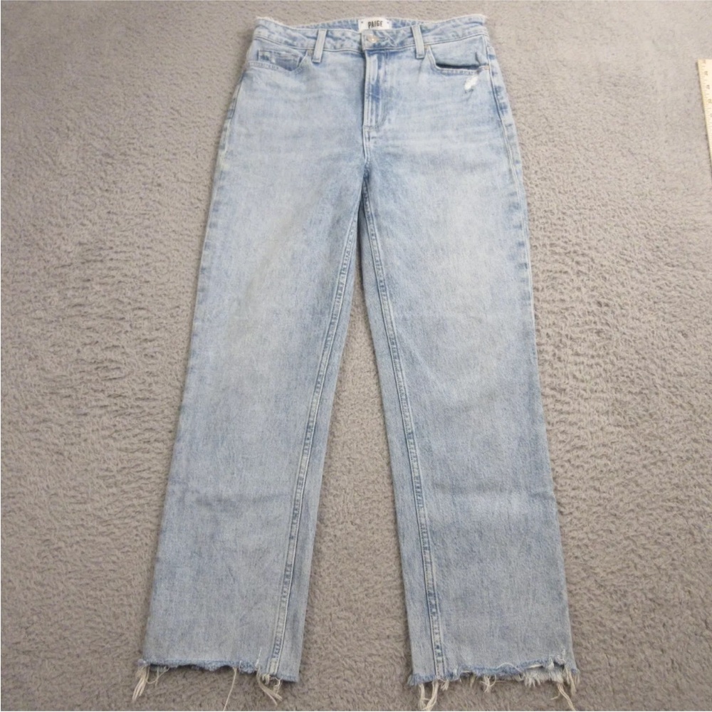 Paige Womens Sarah Straight Ankle Jeans size 27 x 26 Raw Hem Fray Light Denim
